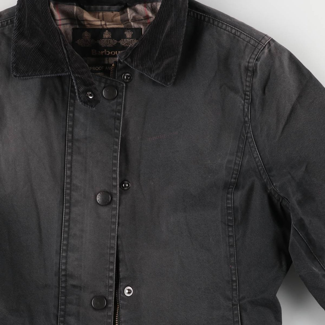 Barbour Waterproof and Breathable 3-Warrant Waxed Cotton Oiled Jacket, Women's Size Medium unclear black type Vintage Second Hand