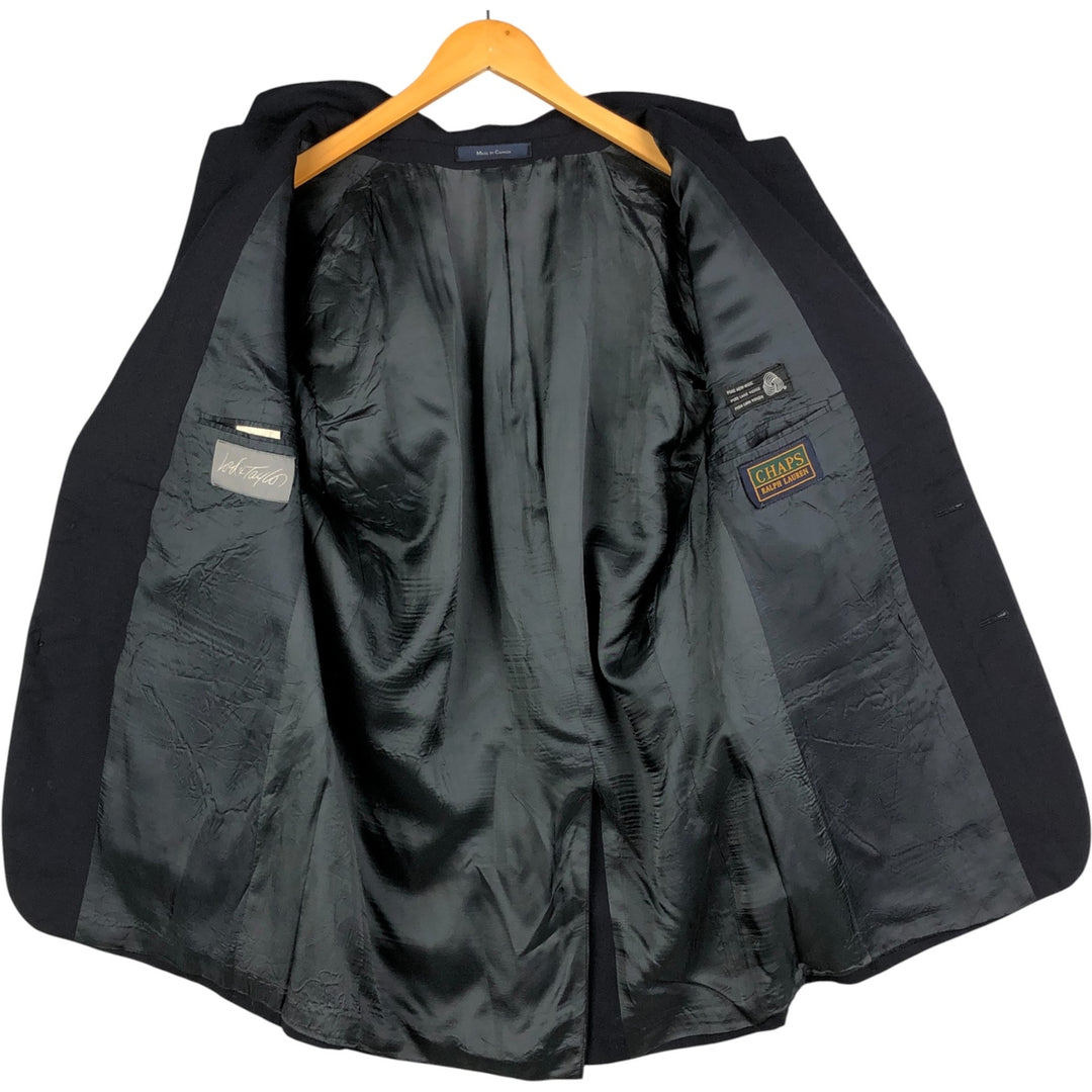 Ralph Lauren Chaps wool tailored jacket, made in Canada, men's size L wool navy blue type Vintage Second Hand