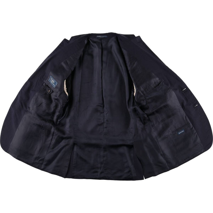 Ralph Lauren POLO by Ralph Lauren Striped Wool Tailored Jacket, Made in Italy, Men's Size L wool navy blue type Vintage Second Hand