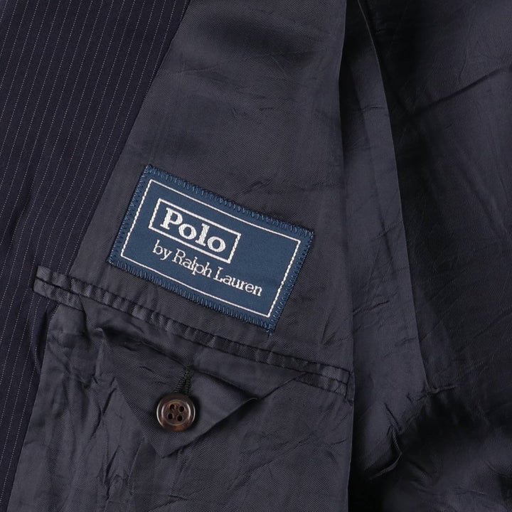 Ralph Lauren POLO by Ralph Lauren Striped Wool Tailored Jacket, Made in Italy, Men's Size L wool navy blue type Vintage Second Hand
