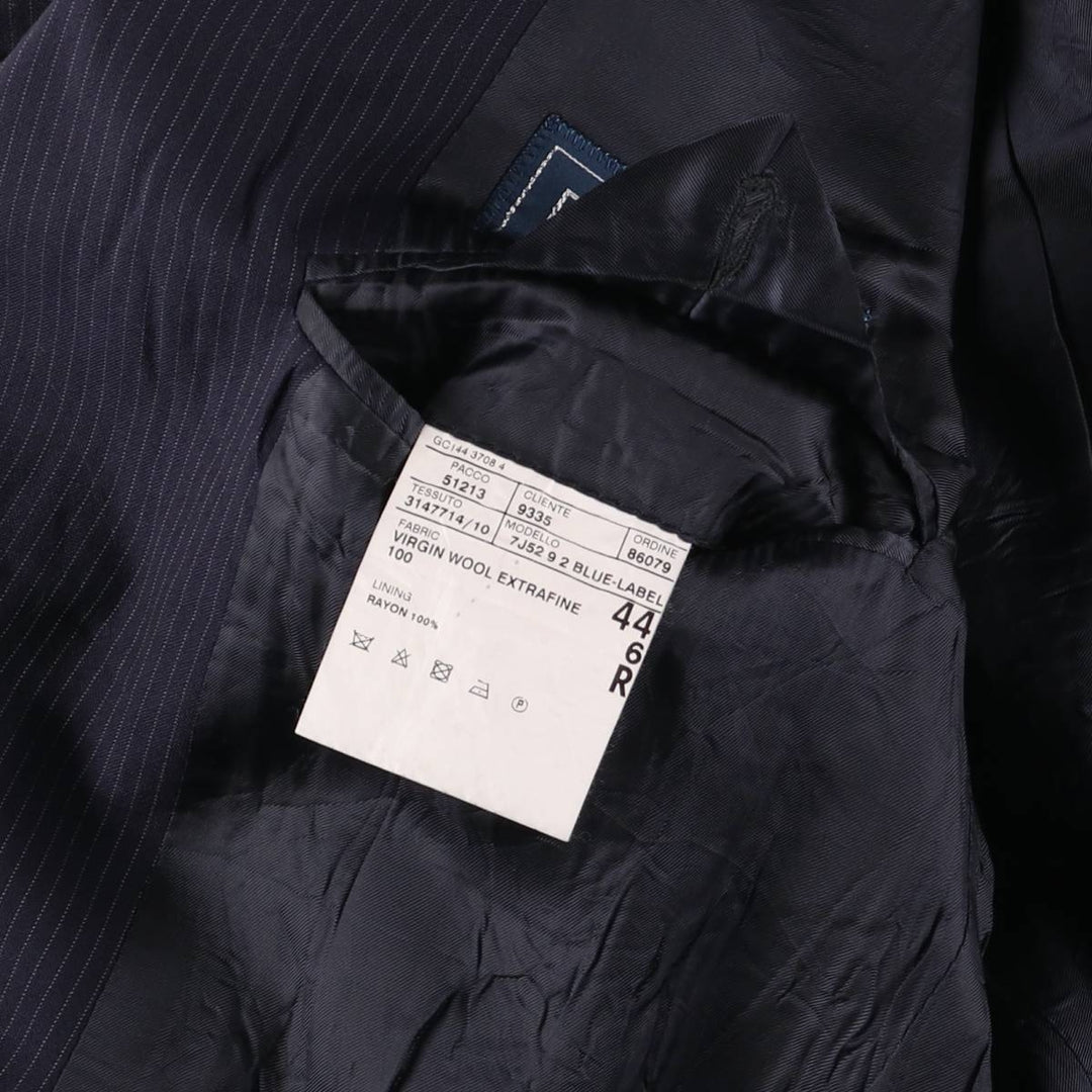 Ralph Lauren POLO by Ralph Lauren Striped Wool Tailored Jacket, Made in Italy, Men's Size L wool navy blue type Vintage Second Hand
