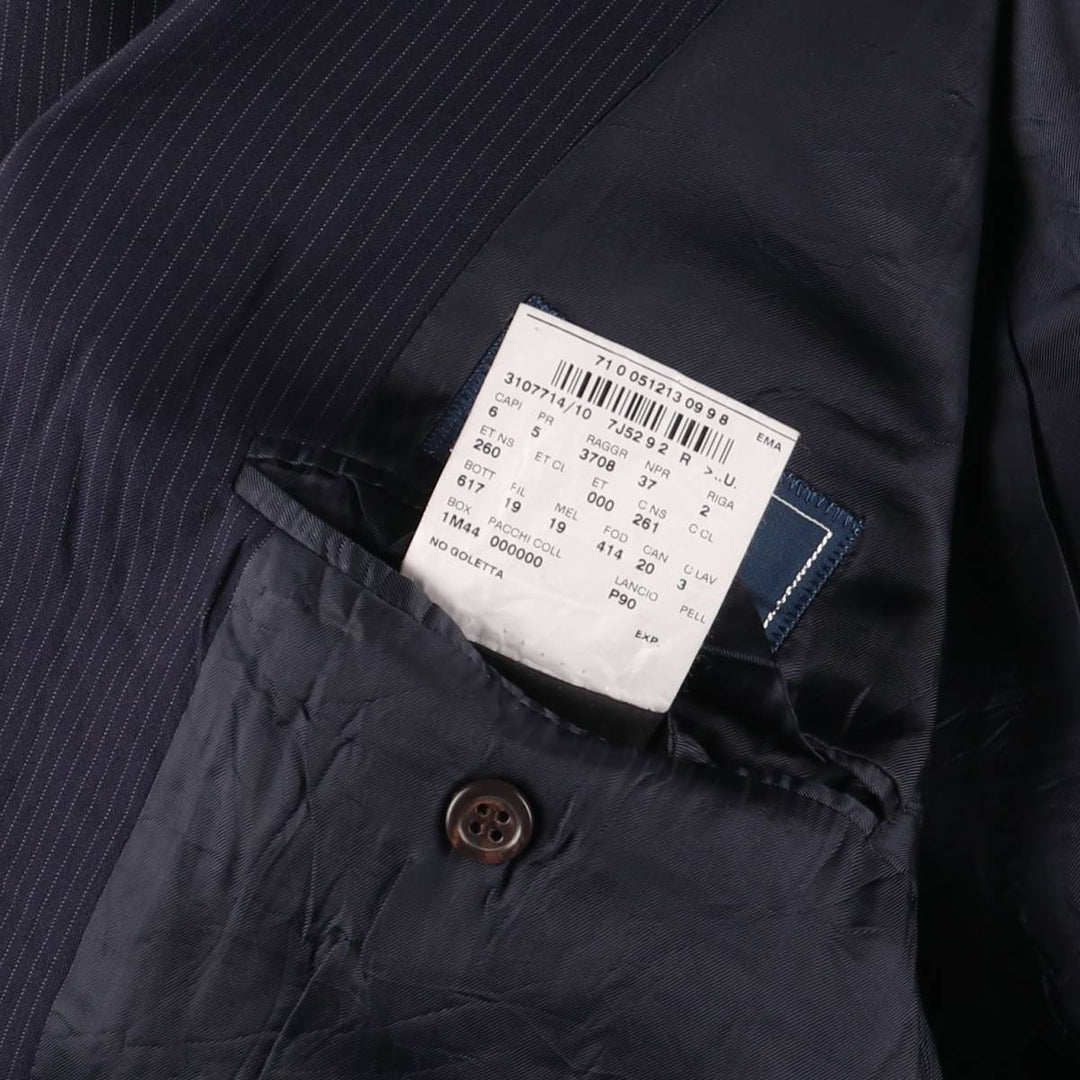 Ralph Lauren POLO by Ralph Lauren Striped Wool Tailored Jacket, Made in Italy, Men's Size L wool navy blue type Vintage Second Hand