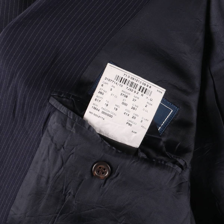 Ralph Lauren POLO by Ralph Lauren Striped Wool Tailored Jacket, Made in Italy, Men's Size L wool navy blue type Vintage Second Hand