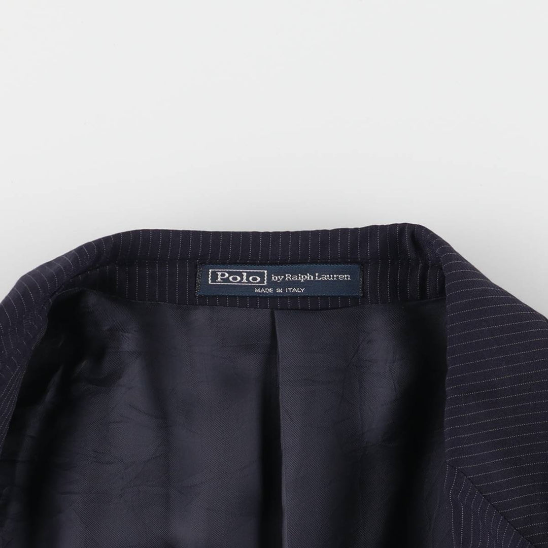 Ralph Lauren POLO by Ralph Lauren Striped Wool Tailored Jacket, Made in Italy, Men's Size L wool navy blue type Vintage Second Hand