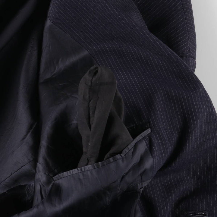 Ralph Lauren POLO by Ralph Lauren Striped Wool Tailored Jacket, Made in Italy, Men's Size L wool navy blue type Vintage Second Hand