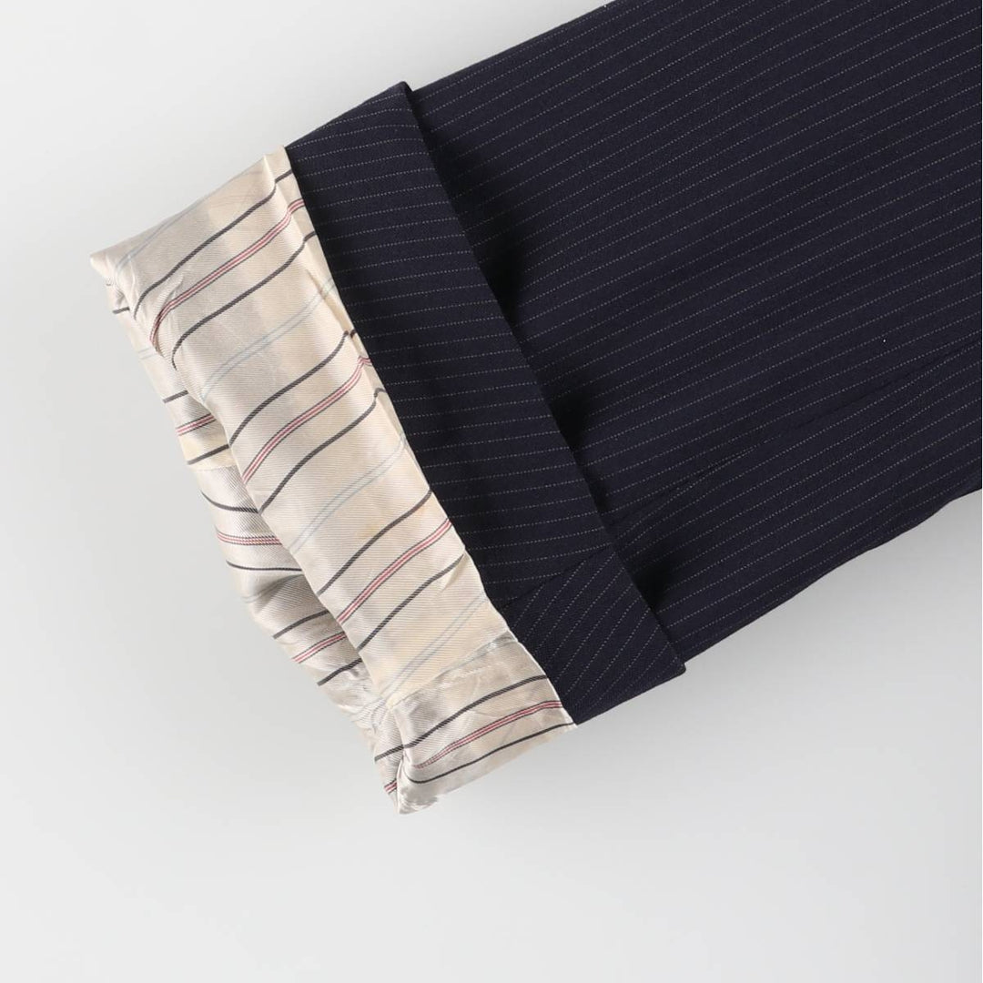 Ralph Lauren POLO by Ralph Lauren Striped Wool Tailored Jacket, Made in Italy, Men's Size L wool navy blue type Vintage Second Hand