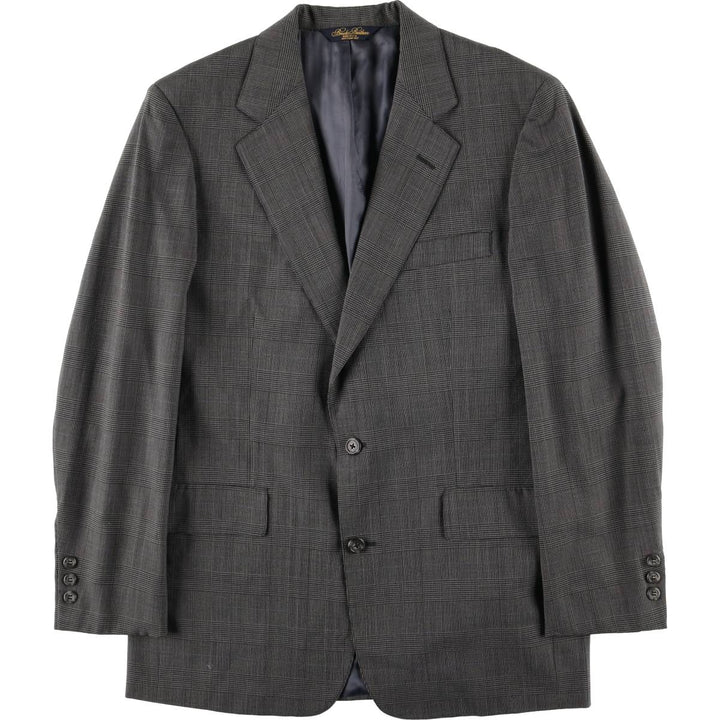 Brooks Brothers MAKERS BROOKSEASE Check Pattern Glen Plaid Tailored Jacket, Made in USA, Men's Size Medium unclear gray type Vintage Second Hand