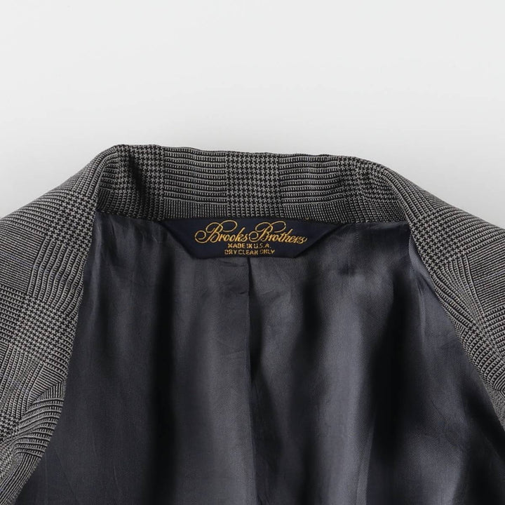Brooks Brothers MAKERS BROOKSEASE Check Pattern Glen Plaid Tailored Jacket, Made in USA, Men's Size Medium unclear gray type Vintage Second Hand