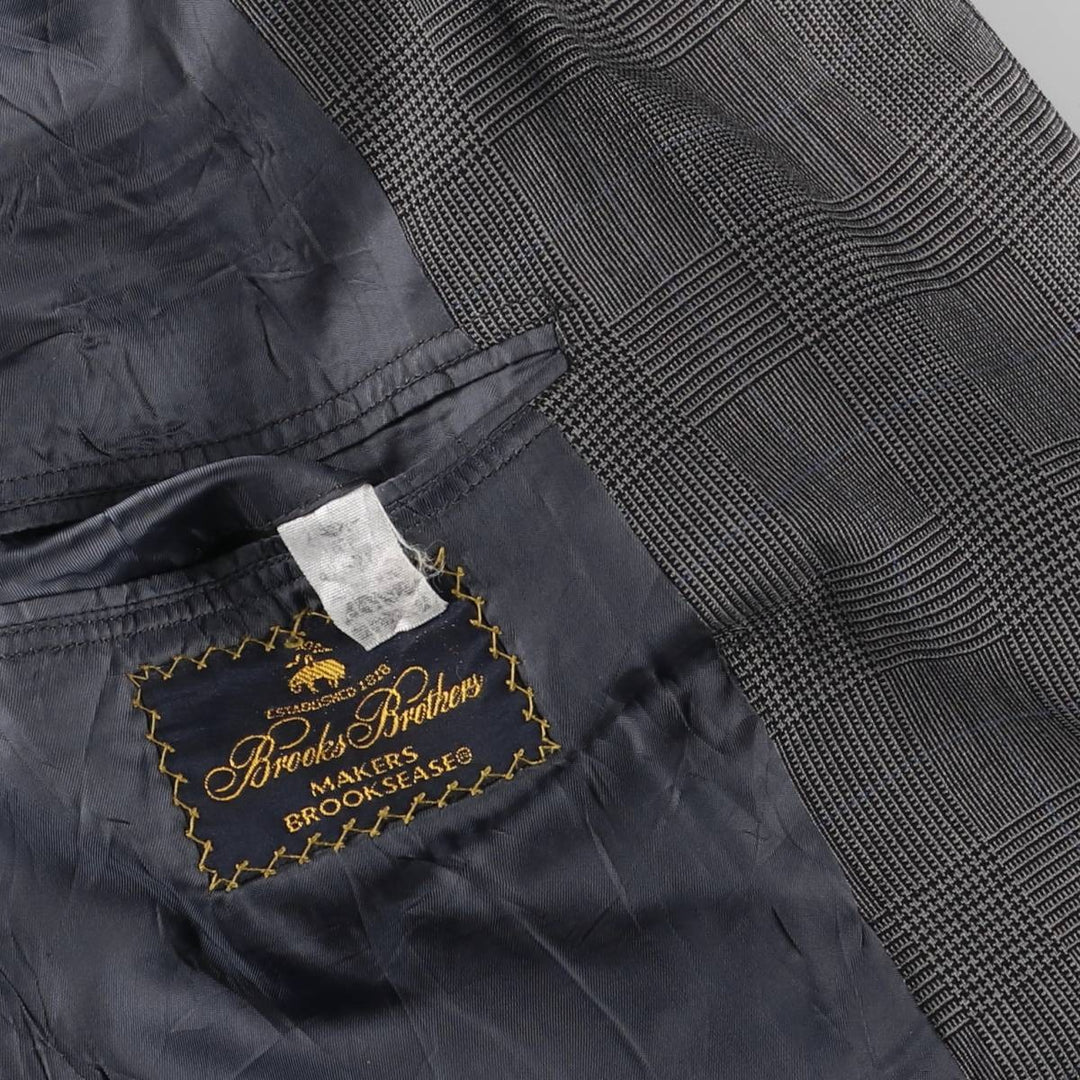 Brooks Brothers MAKERS BROOKSEASE Check Pattern Glen Plaid Tailored Jacket, Made in USA, Men's Size Medium unclear gray type Vintage Second Hand