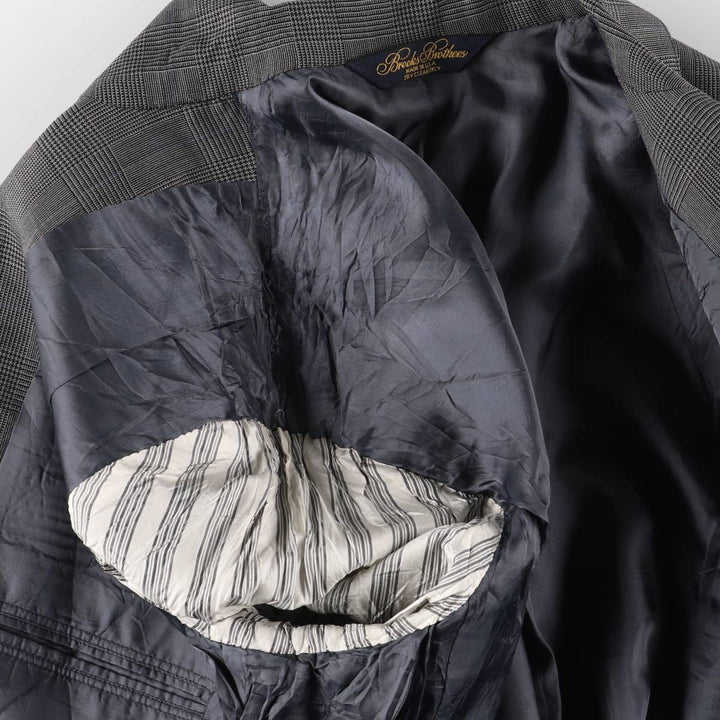 Brooks Brothers MAKERS BROOKSEASE Check Pattern Glen Plaid Tailored Jacket, Made in USA, Men's Size Medium unclear gray type Vintage Second Hand