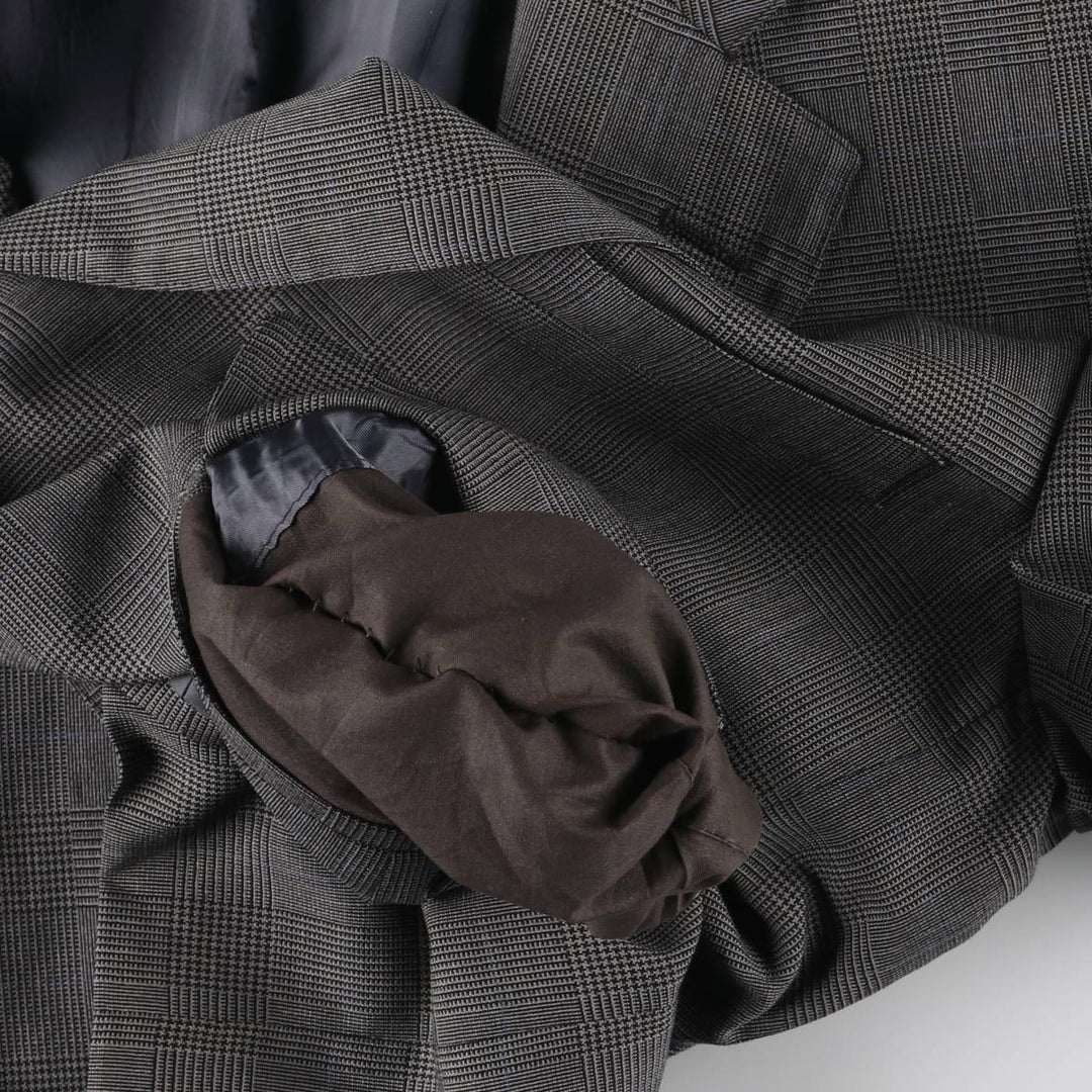 Brooks Brothers MAKERS BROOKSEASE Check Pattern Glen Plaid Tailored Jacket, Made in USA, Men's Size Medium unclear gray type Vintage Second Hand
