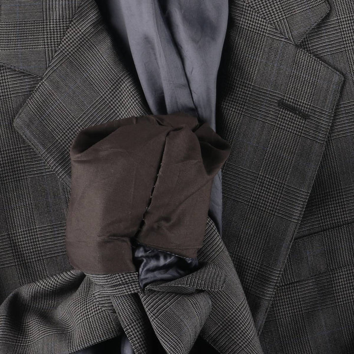 Brooks Brothers MAKERS BROOKSEASE Check Pattern Glen Plaid Tailored Jacket, Made in USA, Men's Size Medium unclear gray type Vintage Second Hand
