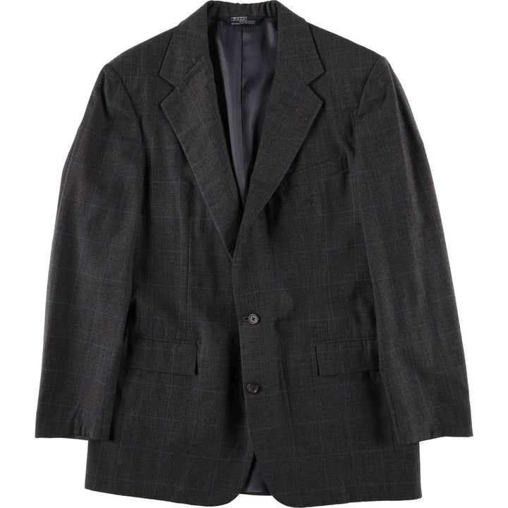 90'S Polo by Ralph Lauren Check Pattern Glen Plaid Tailored Jacket, Made in USA, Men's Size L unclear gray type Vintage Second Hand