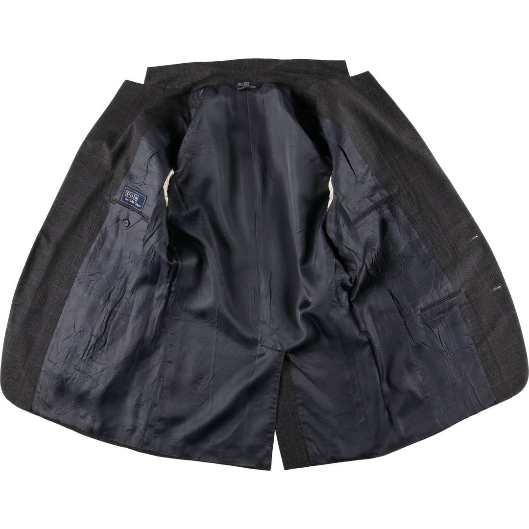 90'S Polo by Ralph Lauren Check Pattern Glen Plaid Tailored Jacket, Made in USA, Men's Size L unclear gray type Vintage Second Hand