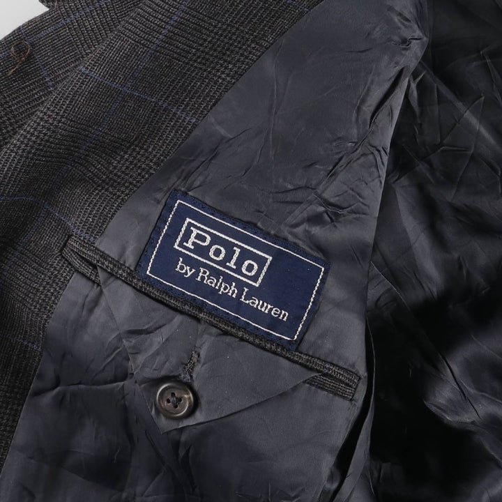 90'S Polo by Ralph Lauren Check Pattern Glen Plaid Tailored Jacket, Made in USA, Men's Size L unclear gray type Vintage Second Hand