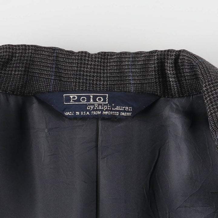 90'S Polo by Ralph Lauren Check Pattern Glen Plaid Tailored Jacket, Made in USA, Men's Size L unclear gray type Vintage Second Hand