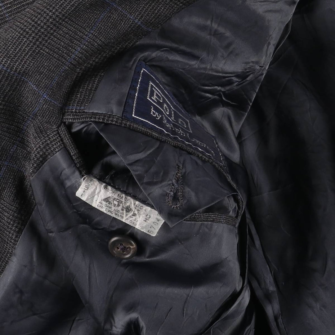 90'S Polo by Ralph Lauren Check Pattern Glen Plaid Tailored Jacket, Made in USA, Men's Size L unclear gray type Vintage Second Hand