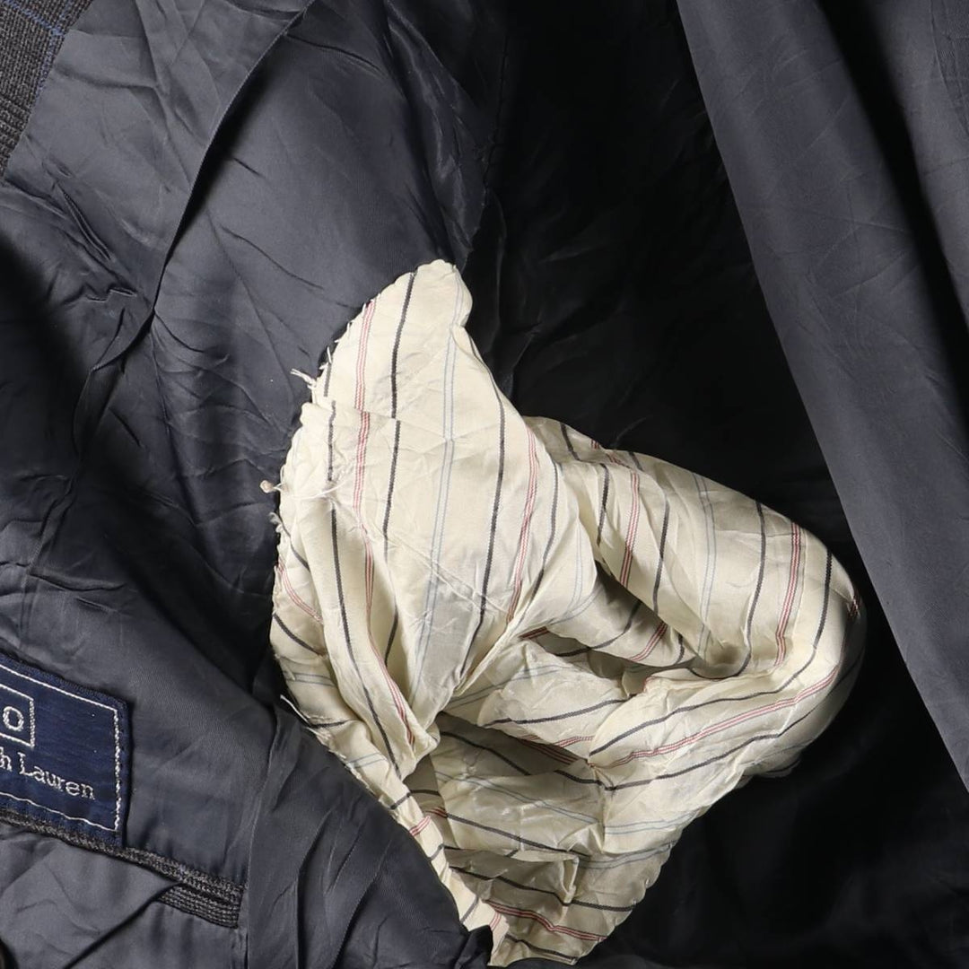 90'S Polo by Ralph Lauren Check Pattern Glen Plaid Tailored Jacket, Made in USA, Men's Size L unclear gray type Vintage Second Hand