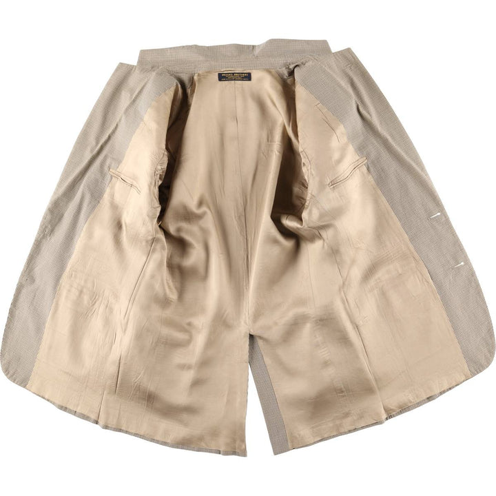 1980'S Brooks Brothers Check Pattern Tailored Jacket, Made in USA, Men's Size L unclear Beige type Vintage Second Hand