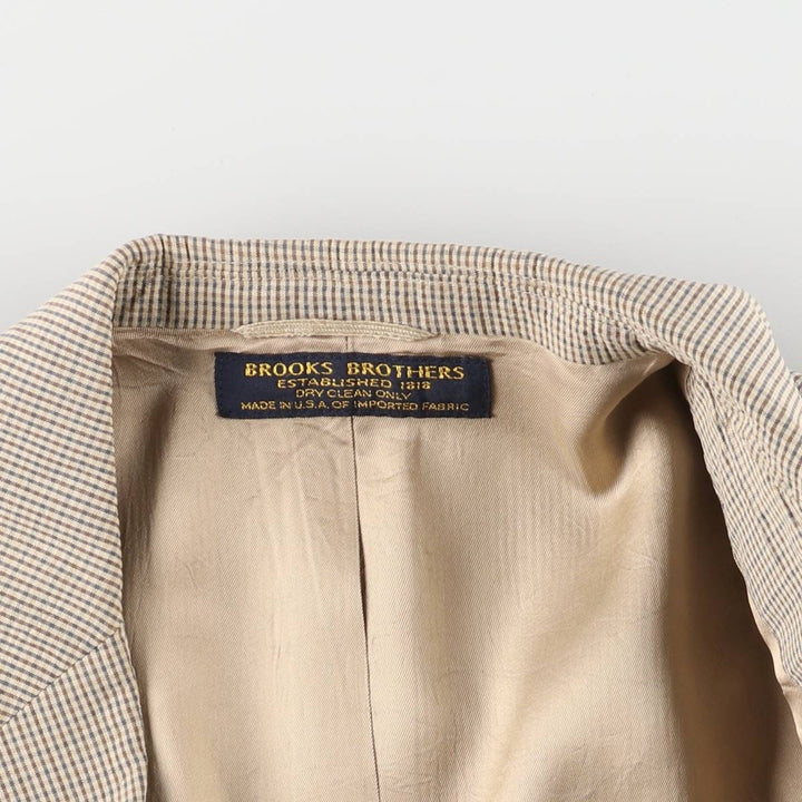 1980'S Brooks Brothers Check Pattern Tailored Jacket, Made in USA, Men's Size L unclear Beige type Vintage Second Hand