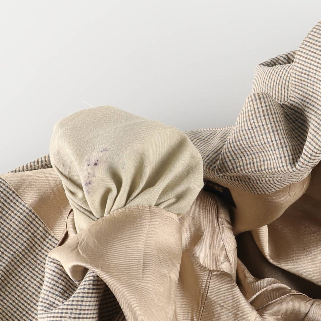 1980'S Brooks Brothers Check Pattern Tailored Jacket, Made in USA, Men's Size L unclear Beige type Vintage Second Hand