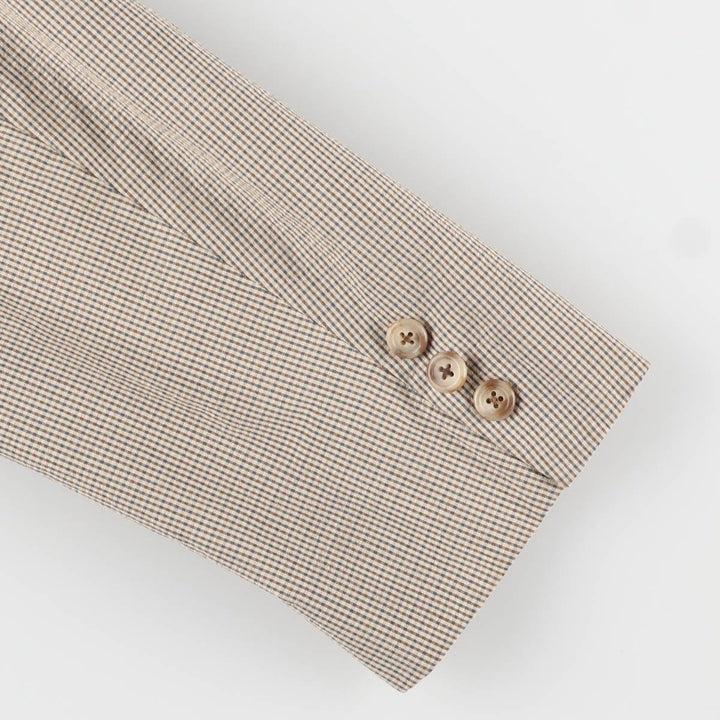 1980'S Brooks Brothers Check Pattern Tailored Jacket, Made in USA, Men's Size L unclear Beige type Vintage Second Hand