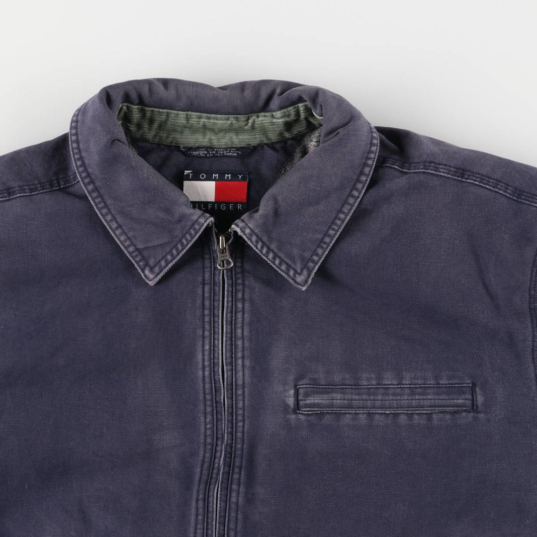 Vintage 1990'S Tommy Hilfiger Detroit Jacket-style Duck Work Jacket, Men's Size L cotton navy blue type Vintage Second Hand