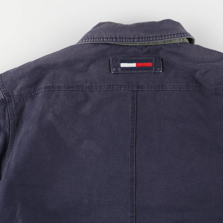 Vintage 1990'S Tommy Hilfiger Detroit Jacket-style Duck Work Jacket, Men's Size L cotton navy blue type Vintage Second Hand
