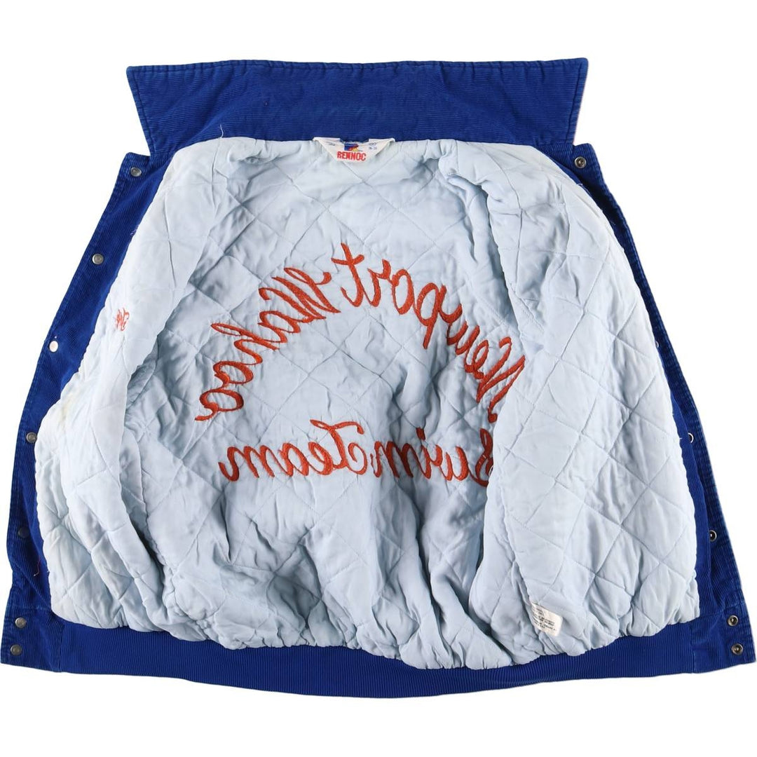 Vintage 1970'S Rennoc padded corduroy button-down varsity jacket, made in the USA, size S (men's size small) cotton blue type Vintage Second Hand