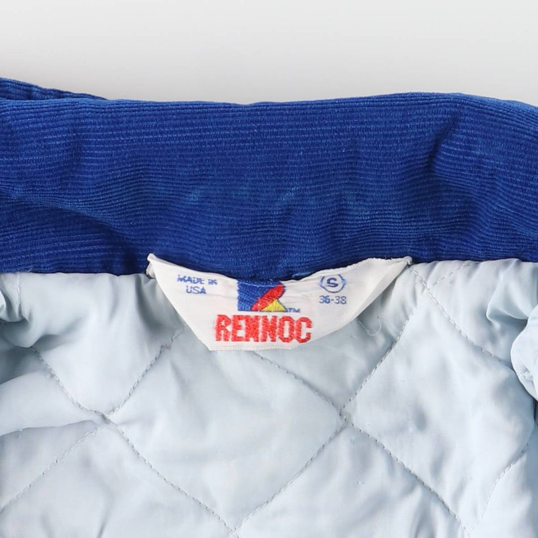 Vintage 1970'S Rennoc padded corduroy button-down varsity jacket, made in the USA, size S (men's size small) cotton blue type Vintage Second Hand