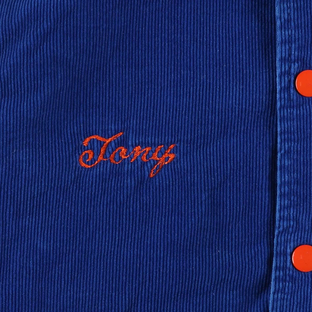 Vintage 1970'S Rennoc padded corduroy button-down varsity jacket, made in the USA, size S (men's size small) cotton blue type Vintage Second Hand