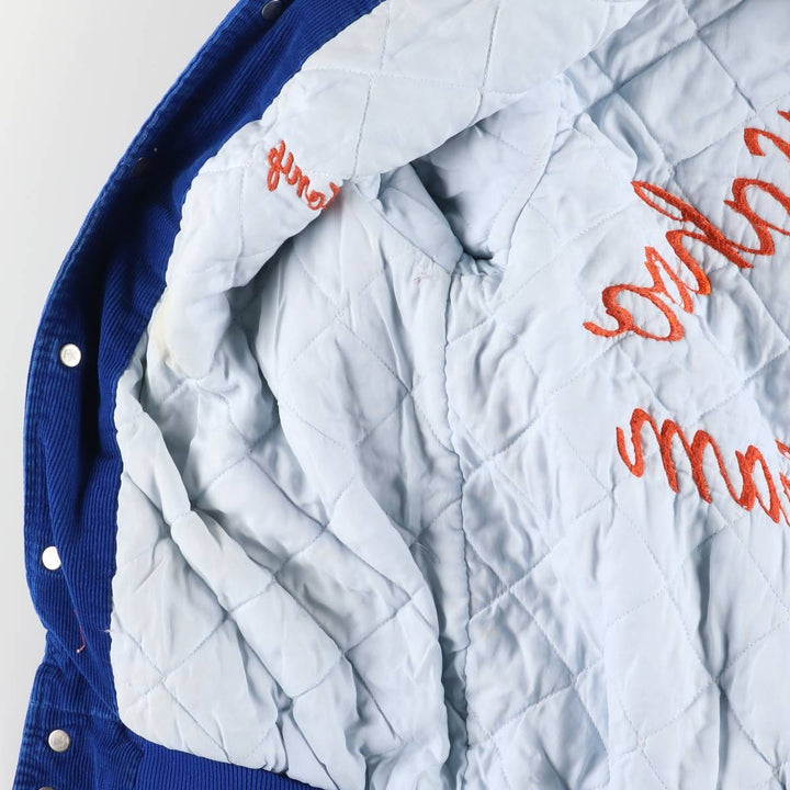 Vintage 1970'S Rennoc padded corduroy button-down varsity jacket, made in the USA, size S (men's size small) cotton blue type Vintage Second Hand