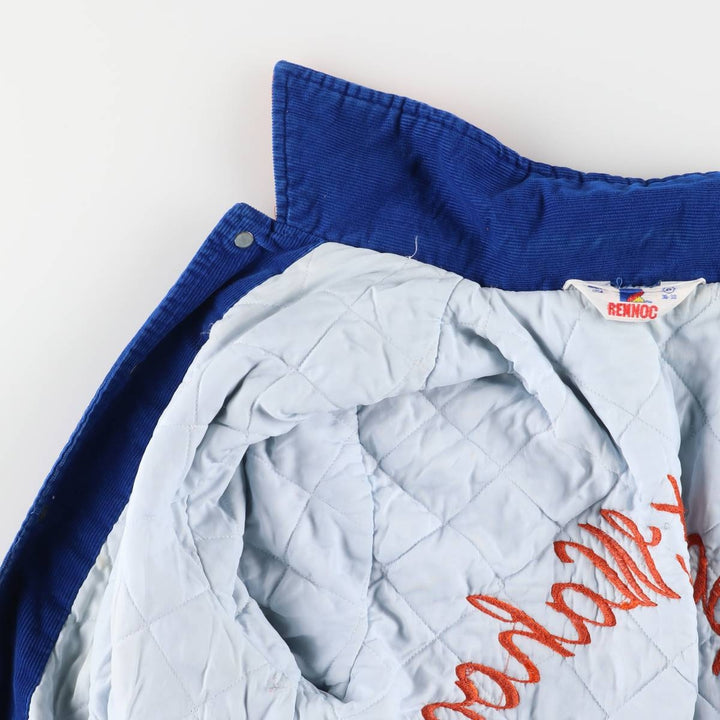 Vintage 1970'S Rennoc padded corduroy button-down varsity jacket, made in the USA, size S (men's size small) cotton blue type Vintage Second Hand