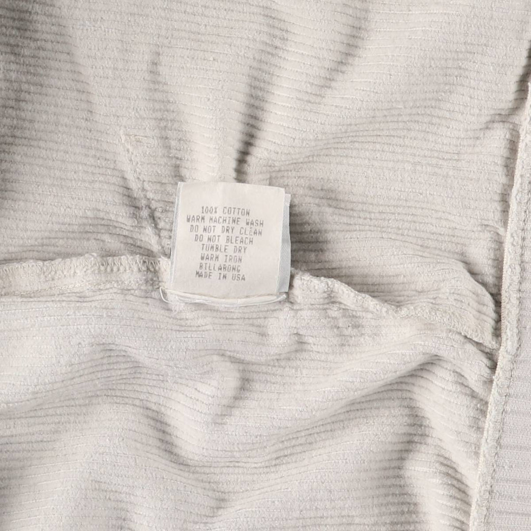 Billabong Corduroy Parka, Made in USA, Men's Size L cotton gray type Vintage Second Hand
