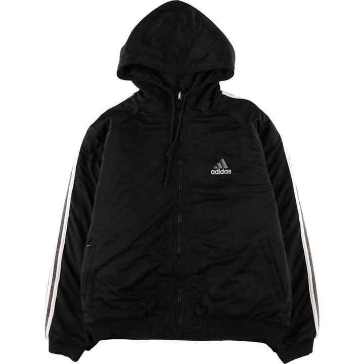 Vintage 90s-00'S adidas reversible back logo padded hoodie/puffer jacket, men's size XL polyester black type Vintage Second Hand