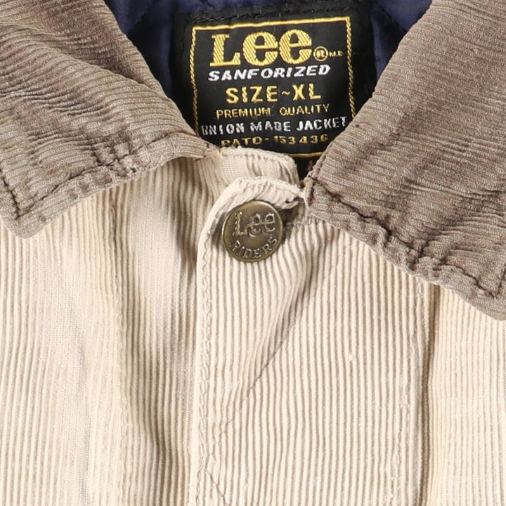 Vintage Lee Lined Rider Jacket, padded corduroy jacket, men's size XL, 1990s cotton ivory Vintage Second Hand