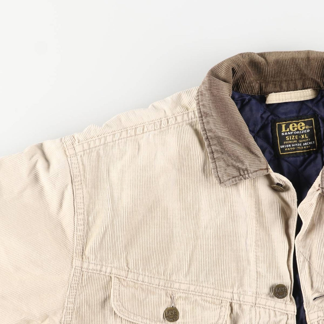 Vintage Lee Lined Rider Jacket, padded corduroy jacket, men's size XL, 1990s cotton ivory Vintage Second Hand