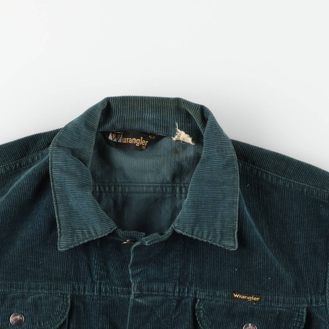 Vintage 1970'S Wrangler corduroy jacket, size M, men's unclear green type Vintage Second Hand