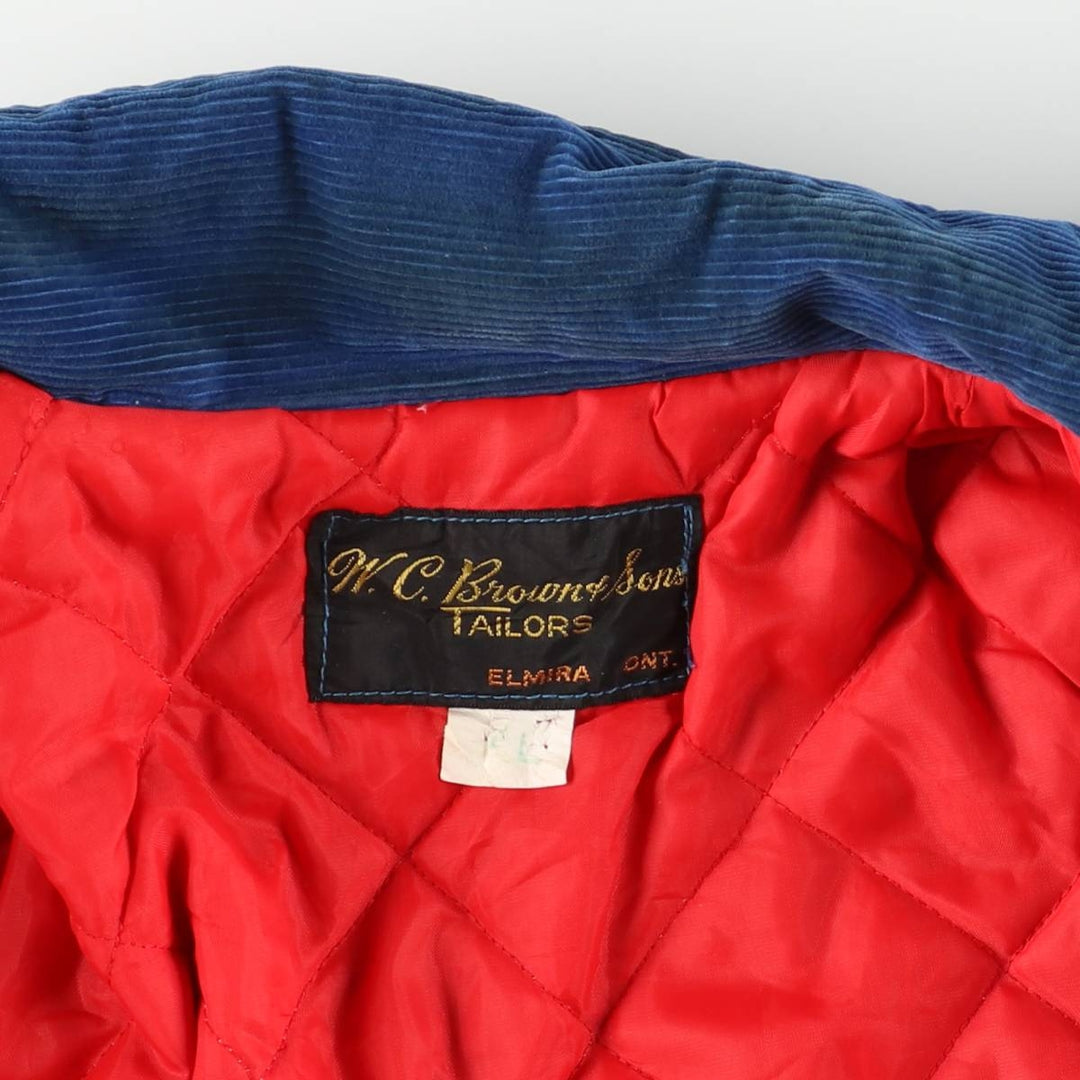 WC Browns Sons TAILORS Collared Padded Corduroy Button-Down Varsity Jacket, Men's XL unclear blue type Vintage Second Hand