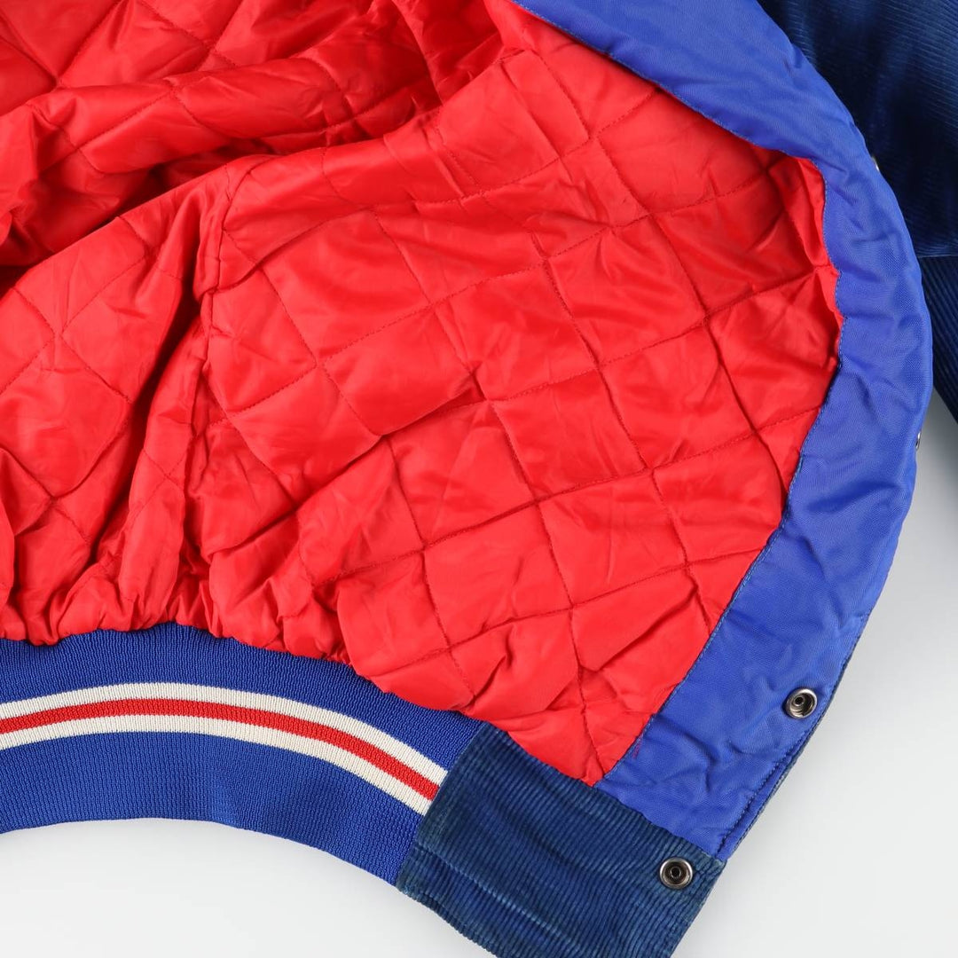 WC Browns Sons TAILORS Collared Padded Corduroy Button-Down Varsity Jacket, Men's XL unclear blue type Vintage Second Hand