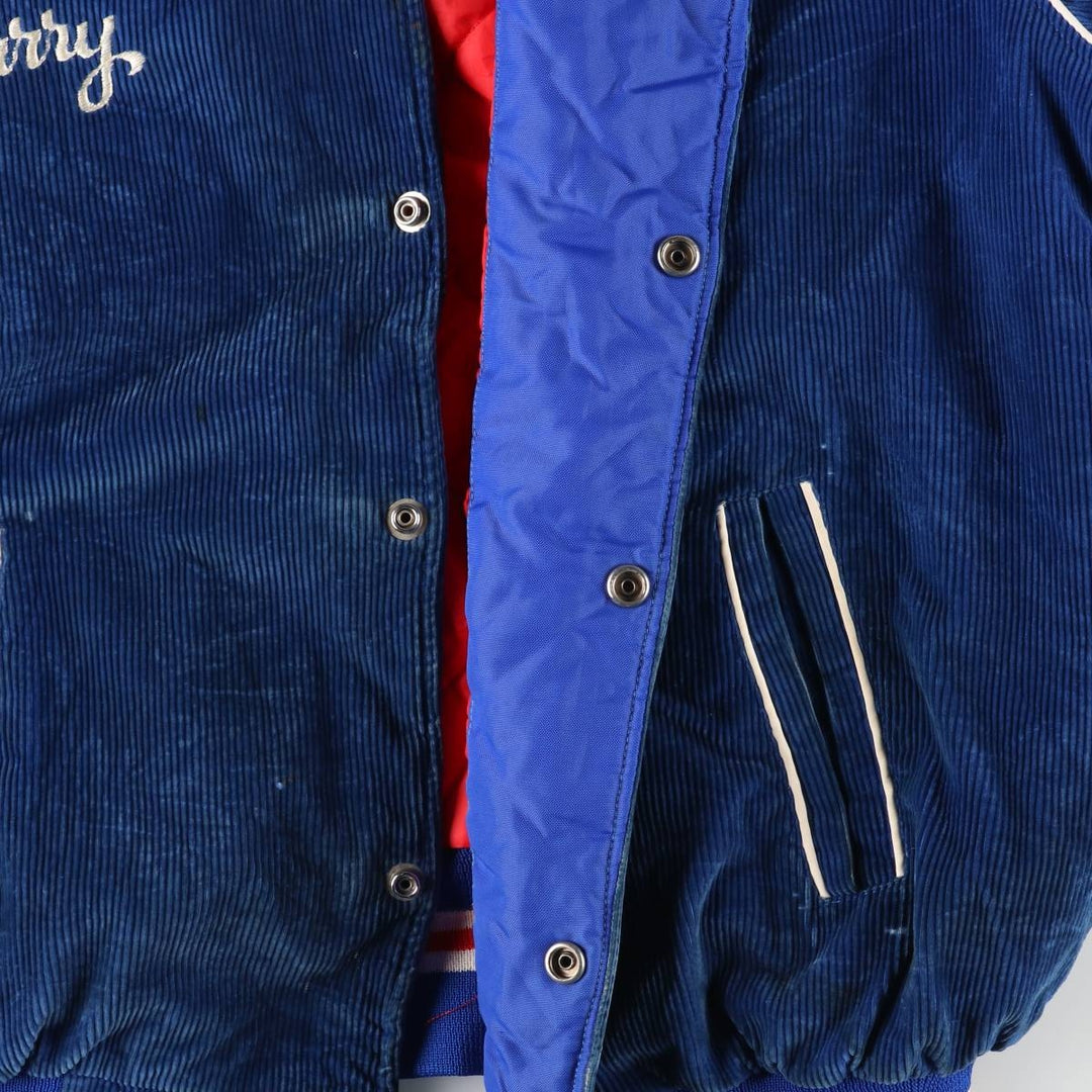 WC Browns Sons TAILORS Collared Padded Corduroy Button-Down Varsity Jacket, Men's XL unclear blue type Vintage Second Hand