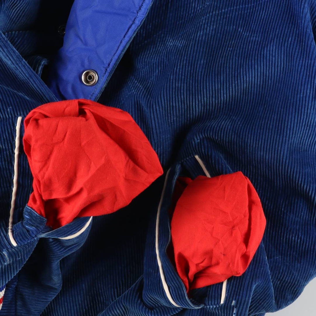 WC Browns Sons TAILORS Collared Padded Corduroy Button-Down Varsity Jacket, Men's XL unclear blue type Vintage Second Hand