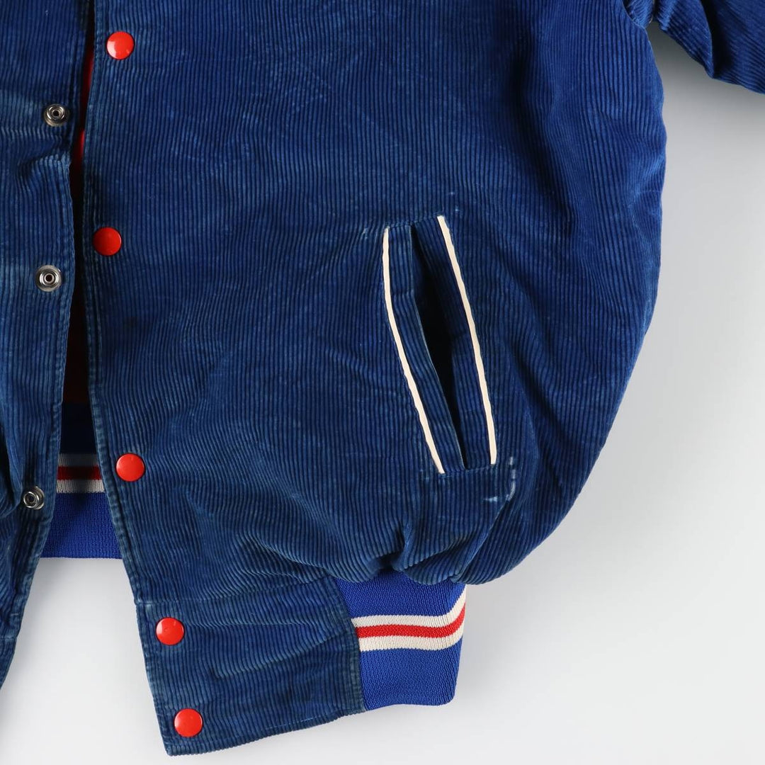 WC Browns Sons TAILORS Collared Padded Corduroy Button-Down Varsity Jacket, Men's XL unclear blue type Vintage Second Hand