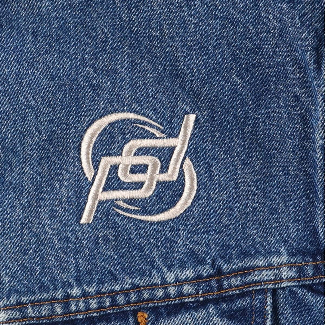 MUSTANG STORMRIDER Back Logo Denim Jacket, Men's XL unclear blue type Vintage Second Hand