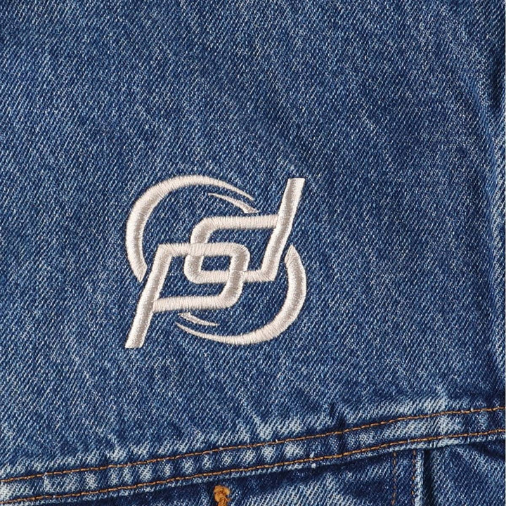 MUSTANG STORMRIDER Back Logo Denim Jacket, Men's XL unclear blue type Vintage Second Hand