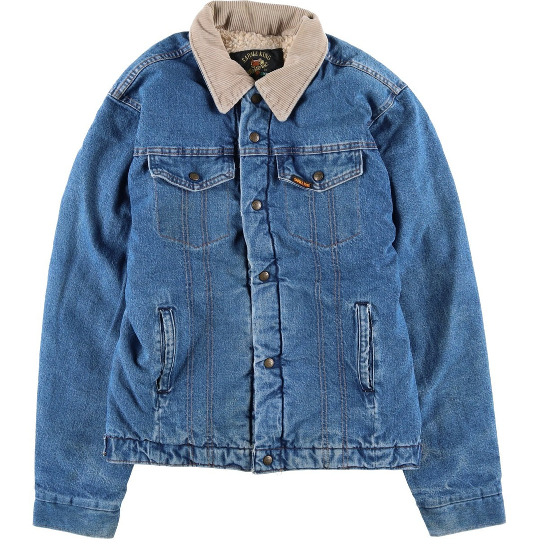 Vintage 1980'S Key SADDLE KING denim jacket, men's size XL unclear blue type Vintage Second Hand