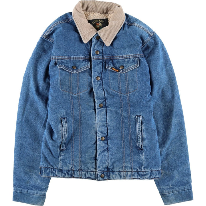 Vintage 1980'S Key SADDLE KING denim jacket, men's size XL unclear blue type Vintage Second Hand