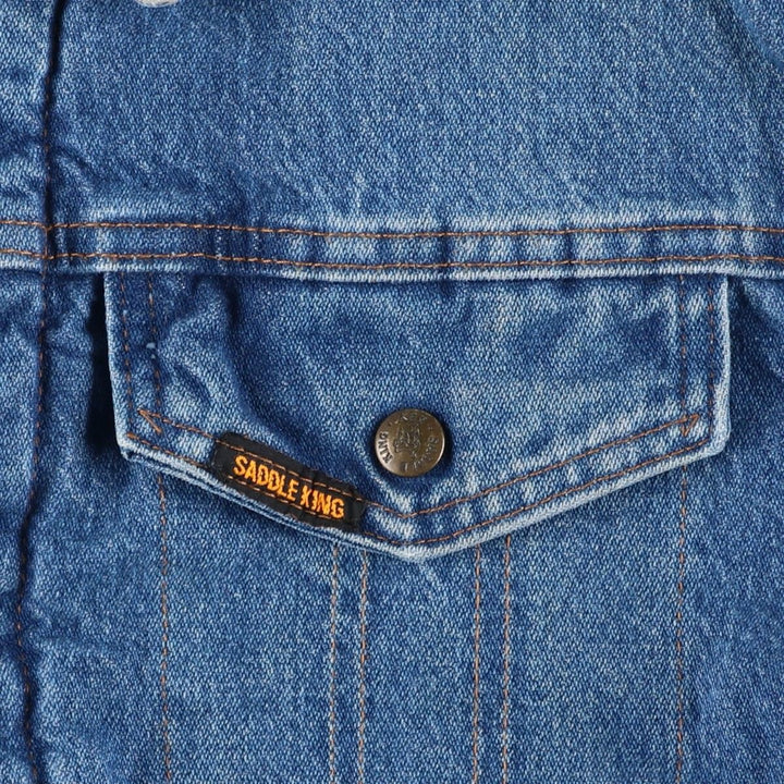 Vintage 1980'S Key SADDLE KING denim jacket, men's size XL unclear blue type Vintage Second Hand