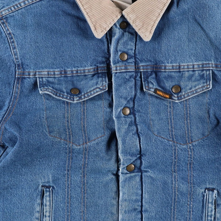 Vintage 1980'S Key SADDLE KING denim jacket, men's size XL unclear blue type Vintage Second Hand