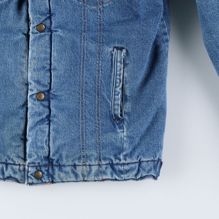Vintage 1980'S Key SADDLE KING denim jacket, men's size XL unclear blue type Vintage Second Hand